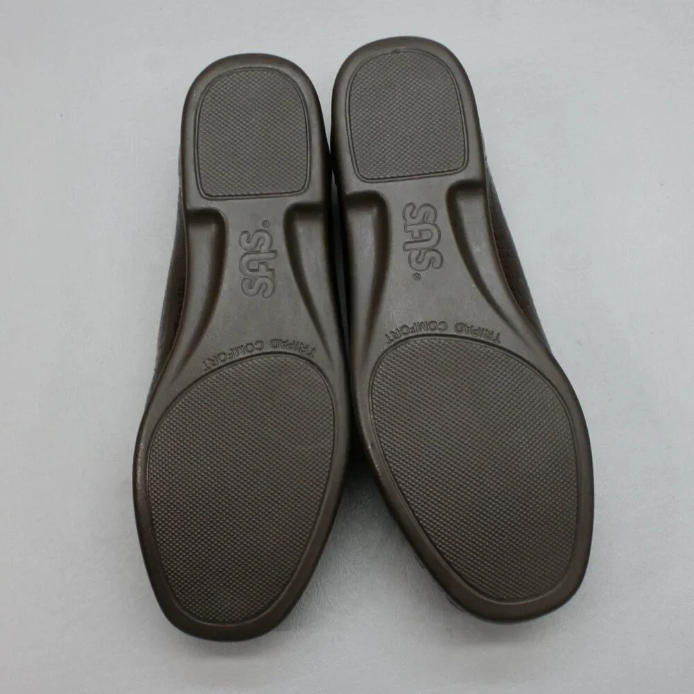 SAS Ladies 9.5 WW Extra Wide Simplify Brown Patent Croc Flats Loafers Shoes USA - Picture 9 of 12